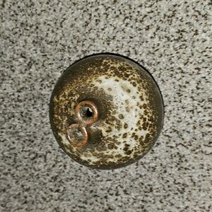 Vintage Mcm Artisan Signed Double Hole Glazed Pottery Vase